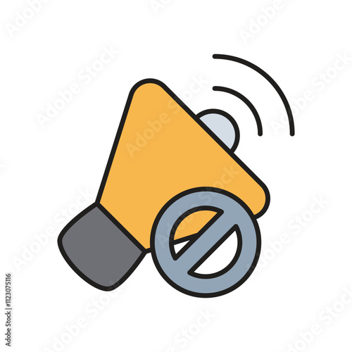 No Sound color line icon with white background vector stock illustration