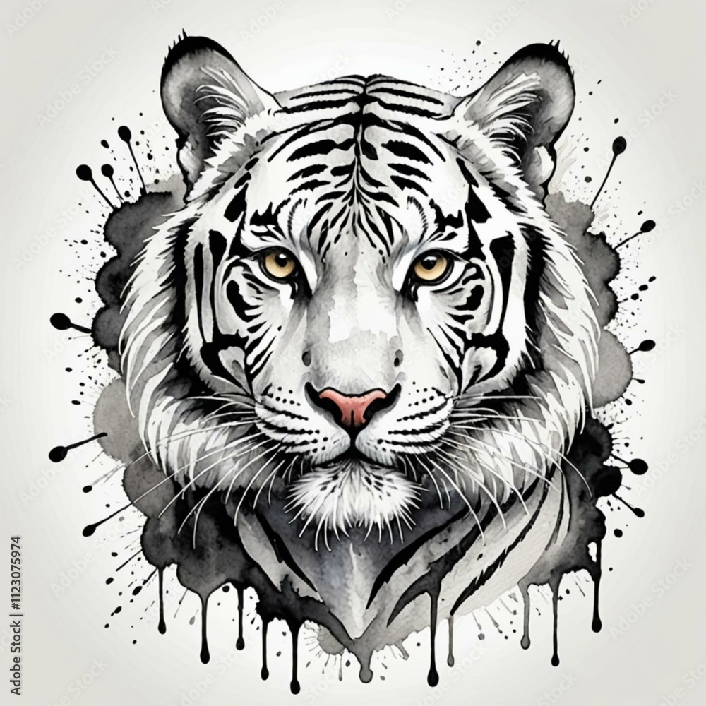 Fototapeta 水墨画風の虎です。AI生成画像を利用してます。