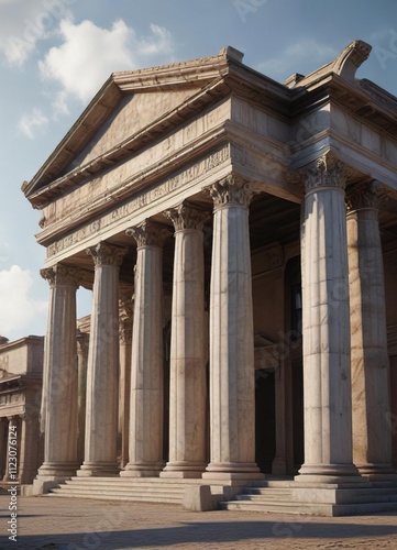 Historic building with imposing facade featuring Doric columns, temple facade, classical orders, historic buildings