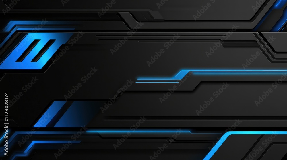 Fototapeta premium Abstract Futuristic Tech Background: Dark and Blue Digital Design