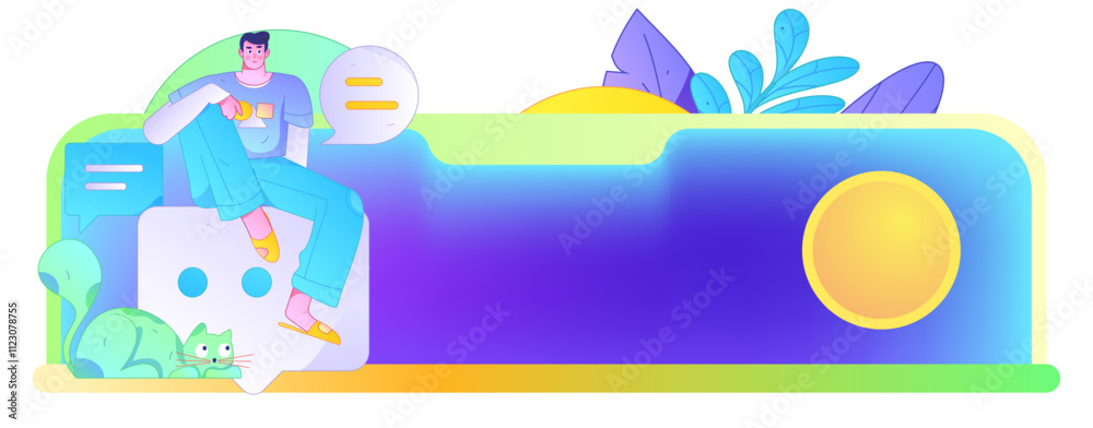 Obraz premium Virtual characters social communication concept business flat vector hand drawn illustration 