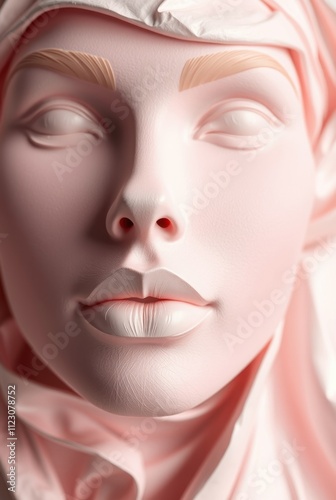 Soft Pastel Beauty with Sculpted Features and Gentle Lighting