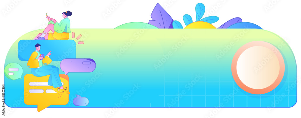 Naklejka premium Virtual characters social communication concept business flat vector hand drawn illustration 