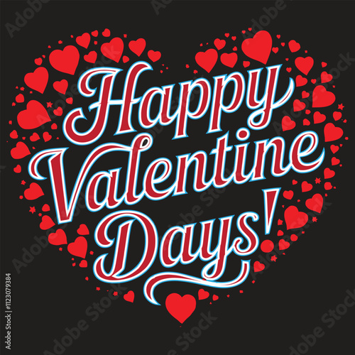 Happy Valentines day text Lettering design Typography Vector Illustration
