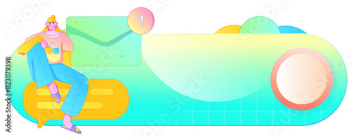 Virtual characters social communication concept business flat vector hand drawn illustration
