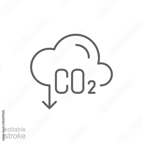 Carbon absorbing icon. Simple outline style. CO2 emissions, carbon dioxide reduction, low, reduce, neutral, environment concept. Thin line symbol. Vector illustration isolated. Editable stroke.