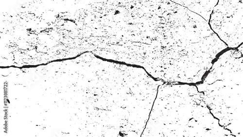 Black crack texture. Cracked on a white background. Wall background crack vector, grunge, ground distress texture.