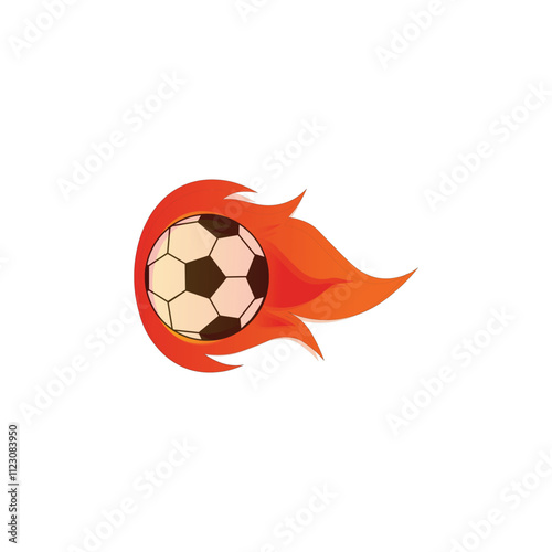 Foot ball logo with flaming fire effect