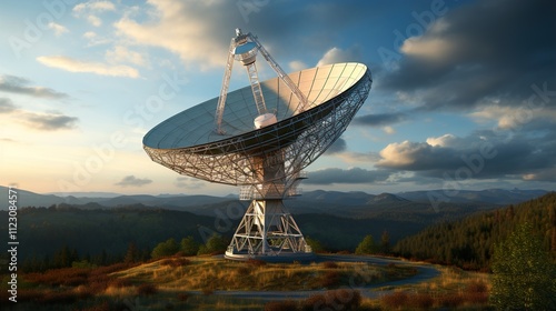 Large parabolic antenna against a beautiful sky  HD 8K wallpaper Stock Photographic Image
