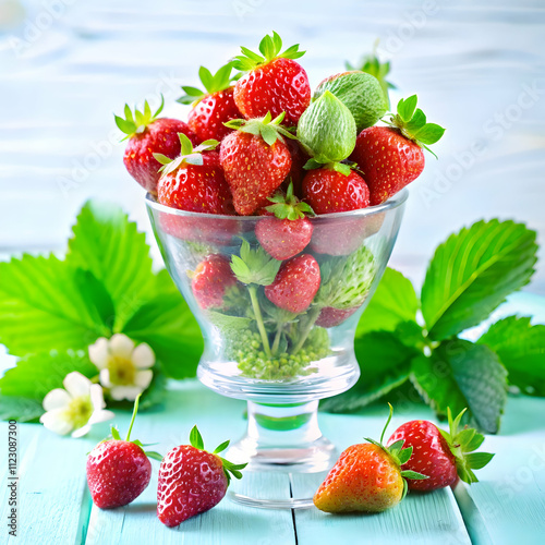 strawberries in a glass vase