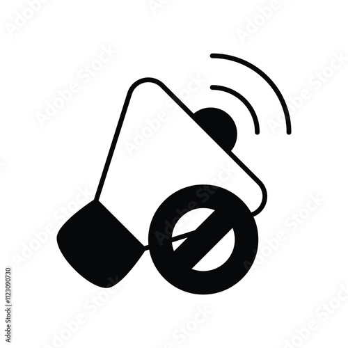 No Sound glyph icon with white background vector stock illustration