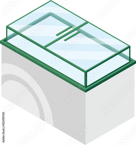 Refrigerated display case with sliding glass doors ensuring optimal temperature for fresh produce, enhancing shopping experience in a modern supermarket environment