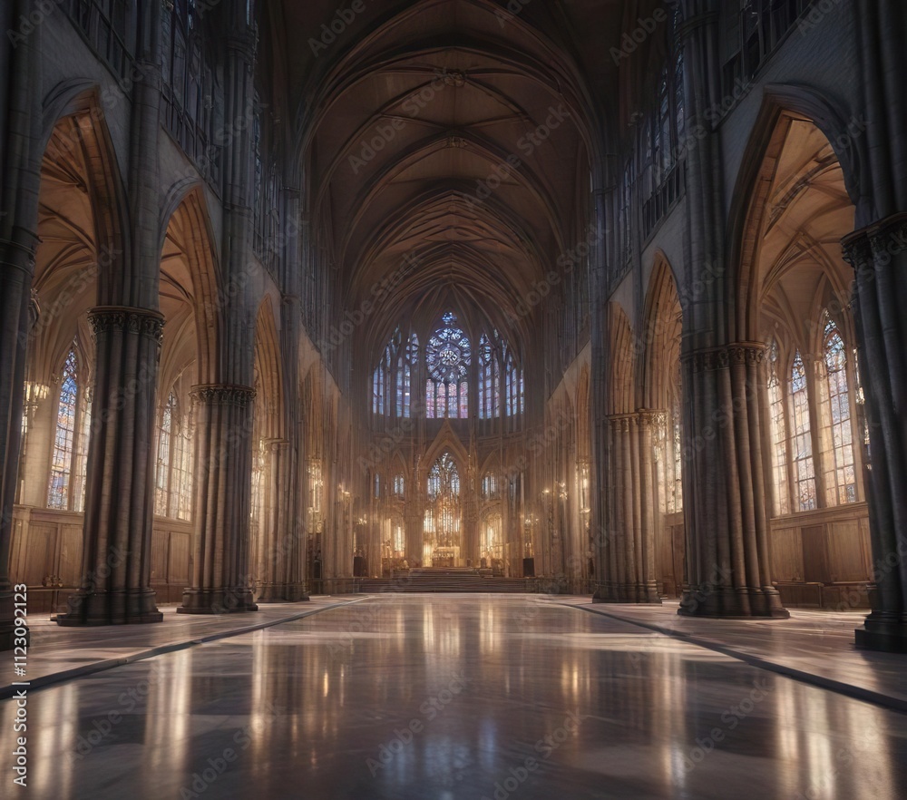 Fototapeta premium Grand cathedral with sleek glass architecture , cathedral, sacred, glass