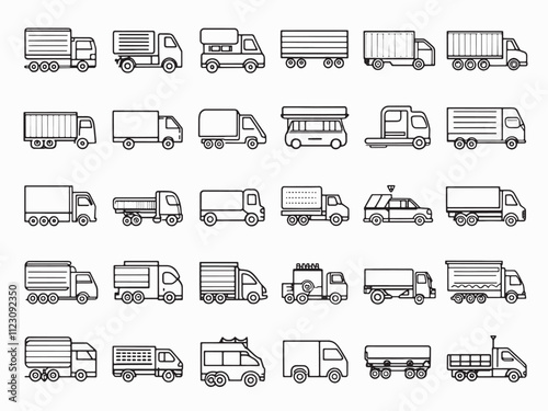 Lorry line art ico vector art for websites