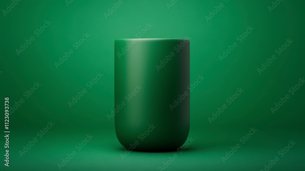 Fototapeta premium Green Cylinder Product Display Minimalist Studio Background