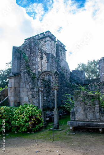 Convento da ordem do carmo crumbling walls stand in lisbon, portugal photo