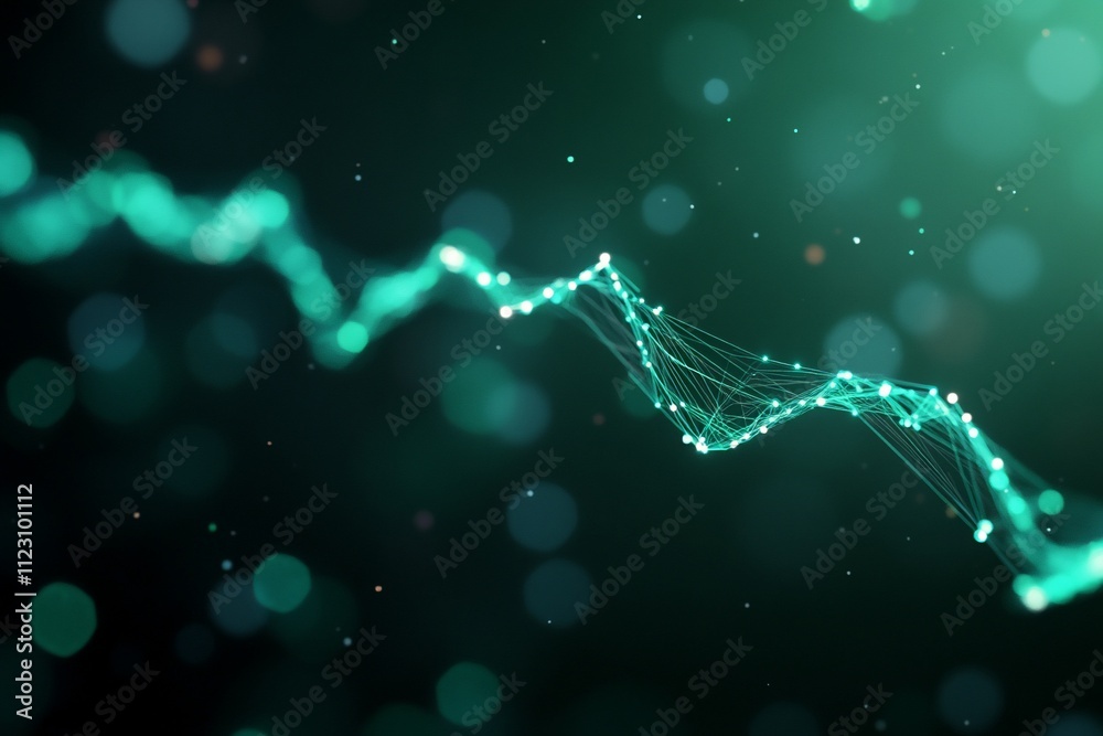 Abstract representation of data waves with glowing particles. Abstract representation of data waves with glowing particles.