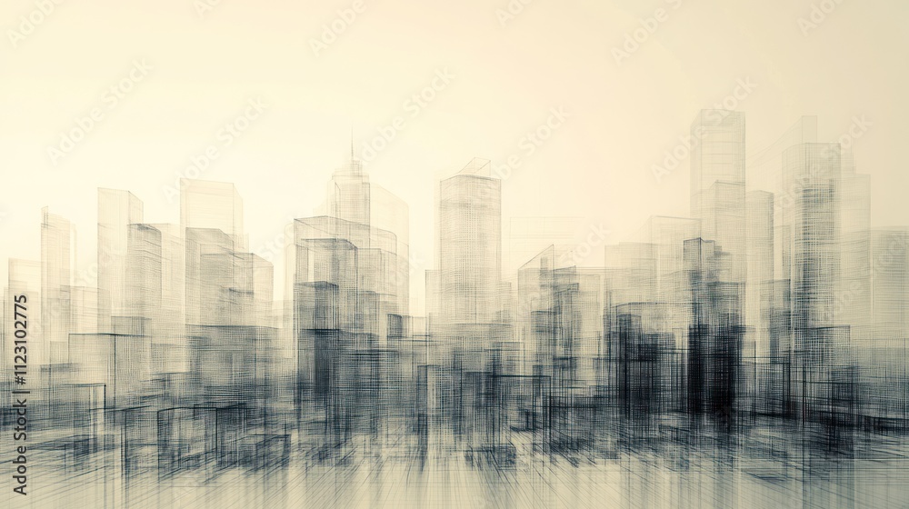 Fototapeta premium Abstract Cityscape: A Sepia-Toned Architectural Vision