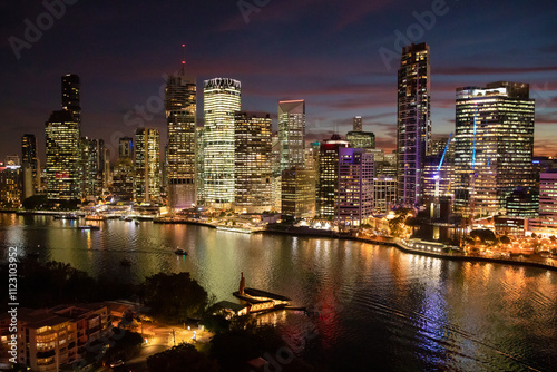 Wallpaper Mural Looking over Brisbane River and the city from the Story Bridge at twilight. Torontodigital.ca