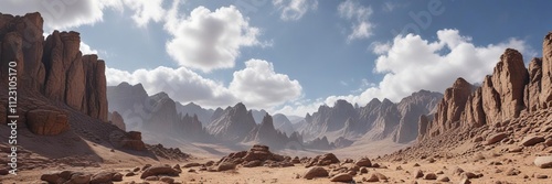 Clouds and rocky formations in Al Hajar Mountains , UAE, unique shape photo