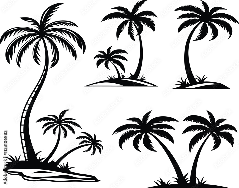 Fototapeta premium palm tree silhouette vector