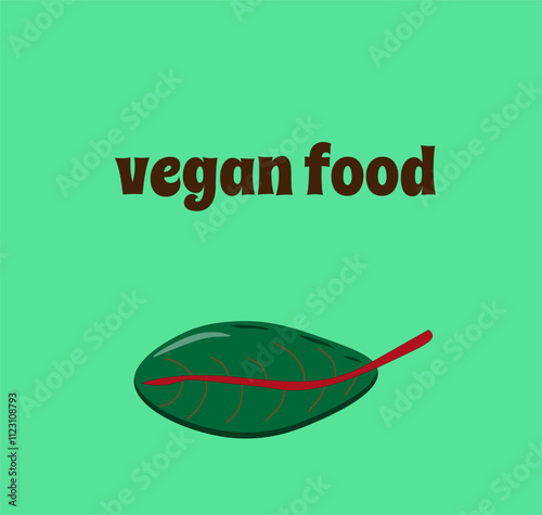 leaf green vegan food text on a green background ,