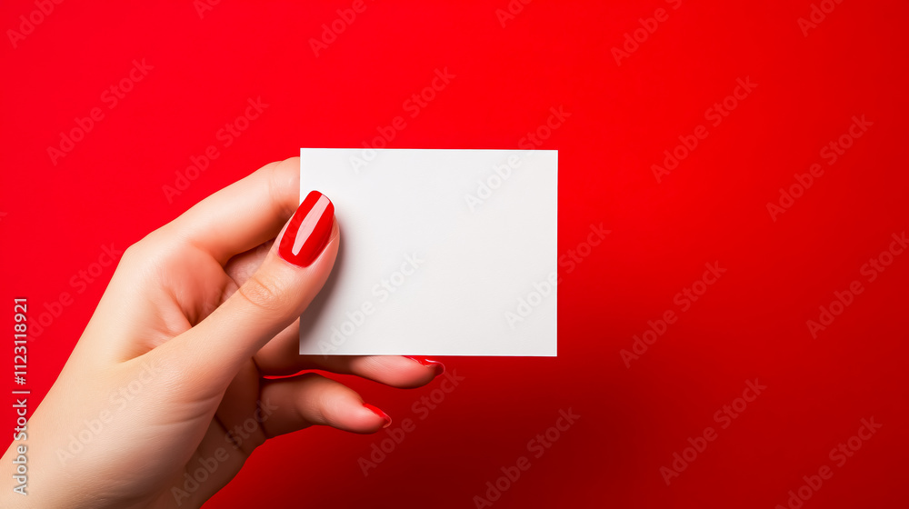 Obraz premium Female hand holding a blank card with a clipping path