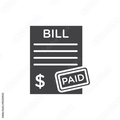 Bill paid icon Simple thin line flat symbol
