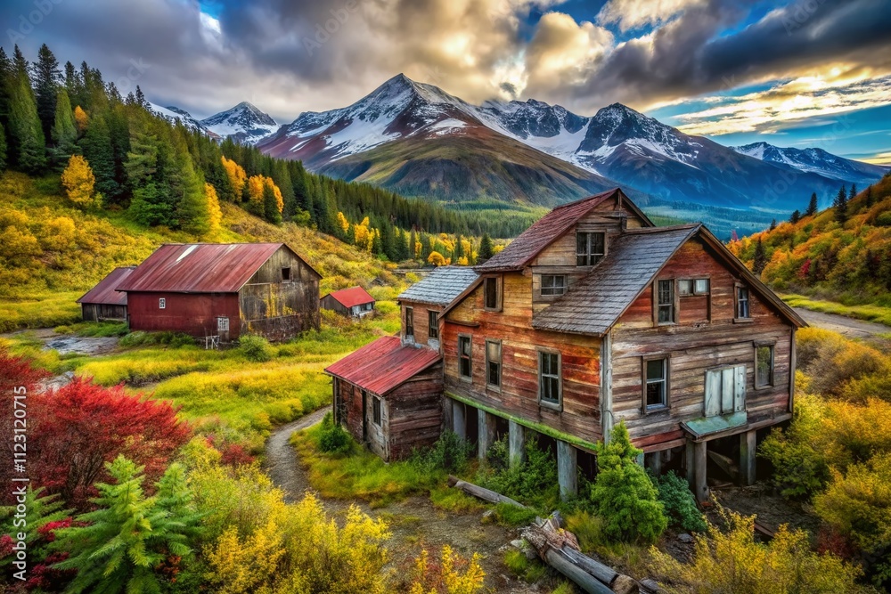 Obraz premium Urban Exploration in Alaska: Discovering Abandoned Places and Hidden Gems in the Last Frontier's Unique Landscapes and Architecture