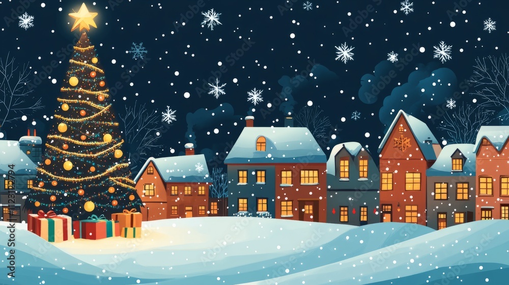 Fototapeta premium winter landscape and christmas tema with houses