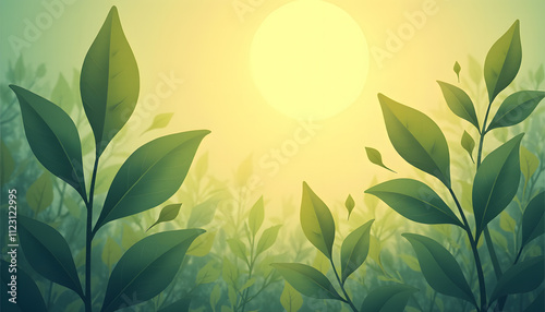 Calming Nature Scene with Abstract Leaf Patterns