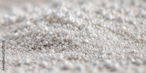 Closeup of a white granule of plastic polymer with a blurred background to emphasize the object, blur, background, focus