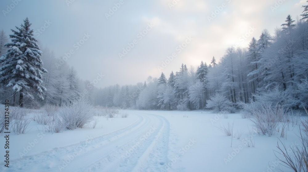 Obraz premium Winter landscape after snow activities, serene and quiet