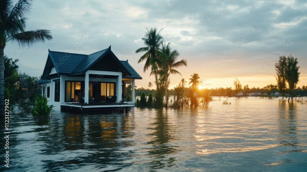 Flooded Home in a Global Emergency Situation Flooded Home in a Global Emergency Situation