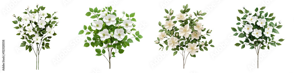 Obraz premium Beautiful blooming white Christmas rose flowers growing in a lush ornamental garden bush Festive floral display with green foliage and petals for holiday