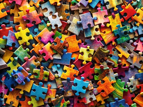 Vibrant Colorful Jigsaw Puzzle Pieces Background for Creative Projects and Educational Uses in Bright and Engaging Colors