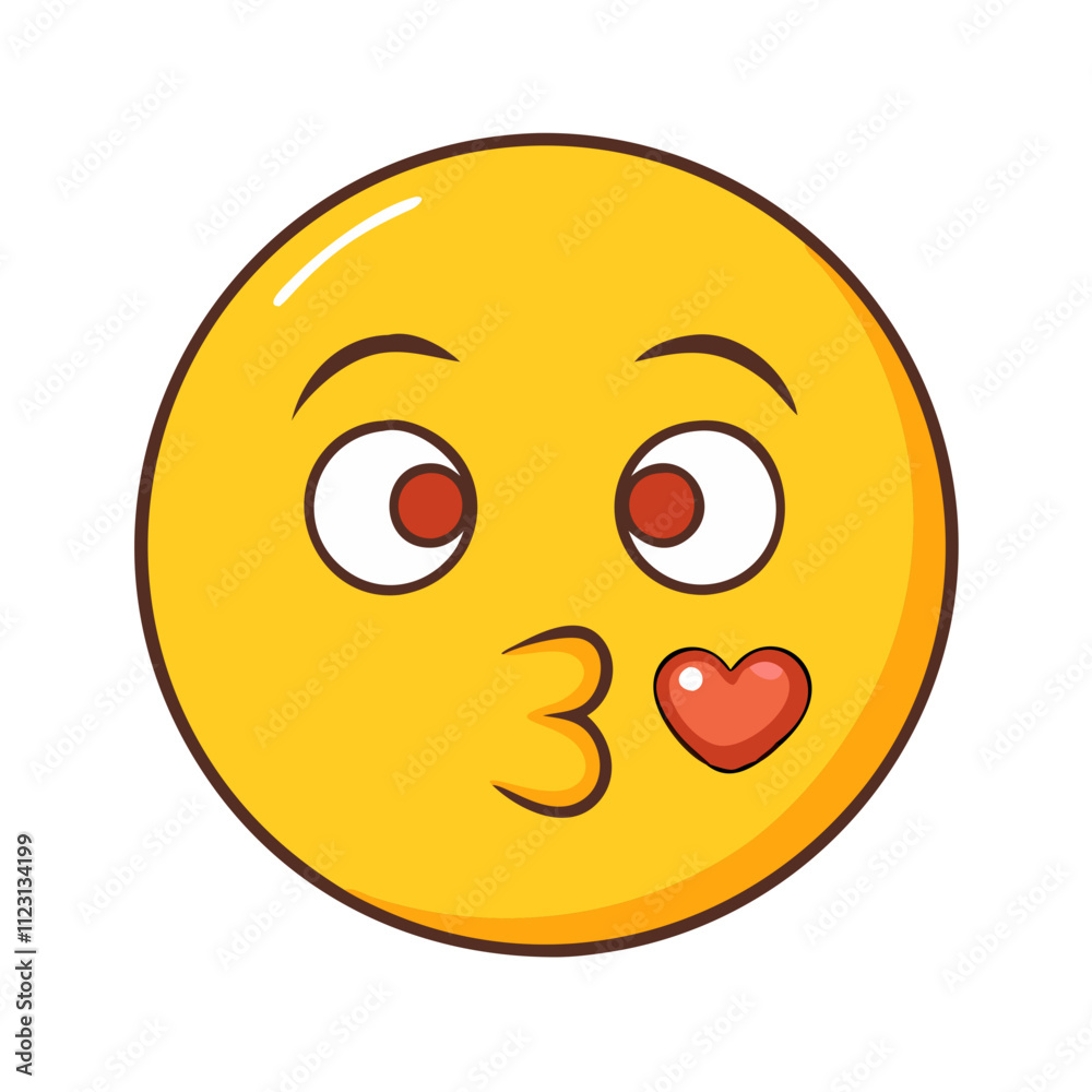 Fototapeta premium kiss emoji icon, valentines day illustration, valentine icon - simple line art of kiss emoji, symbolizing valentines day celebrations valentine vector 