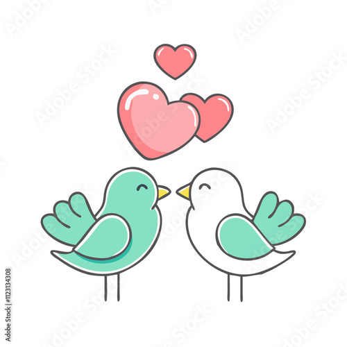 lovebirds icon, valentines day illustration, valentine icon - simple line art of lovebirds, symbolizing valentines day celebrations valentine vector 