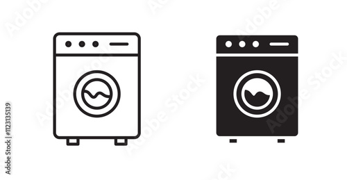 Washing machine flat simple vector symbols illustration.