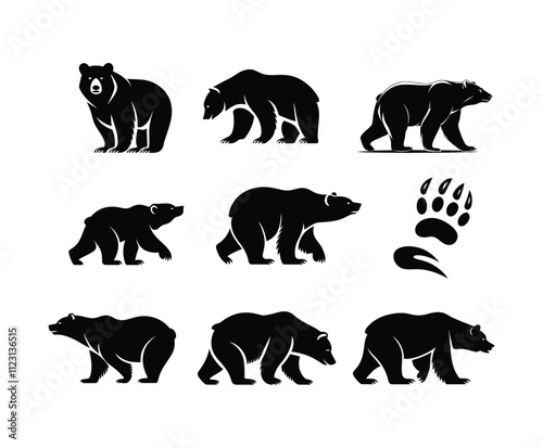 Bold Bear Silhouettes EPS Template