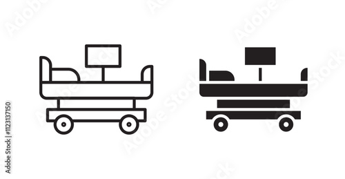 Hospital bed flat simple vector symbols illustration.