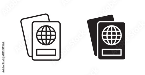 Passport flat simple vector symbols illustration.