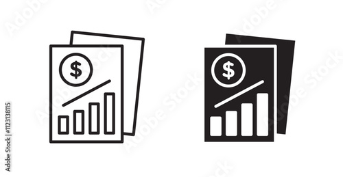 Financial report flat simple vector symbols illustration.