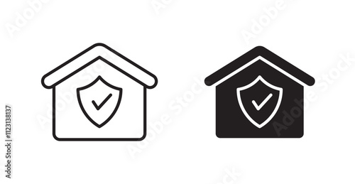 Home insurance flat simple vector symbols illustration.