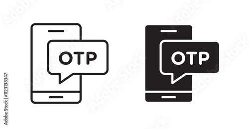 Otp sms password flat simple vector symbols illustration.