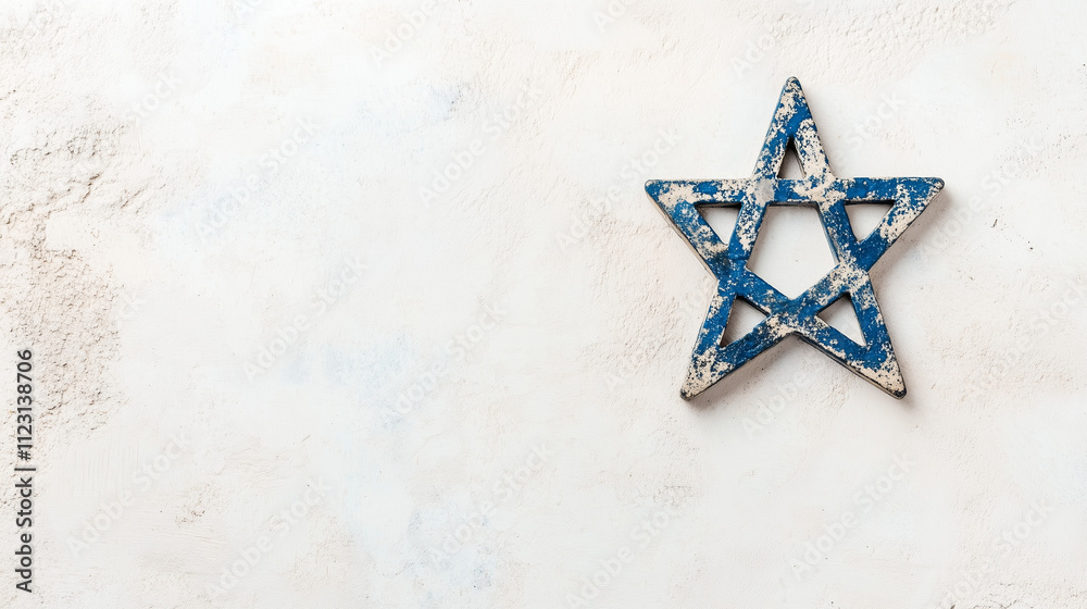 Naklejka premium A blue star on white background. Banner with copy space