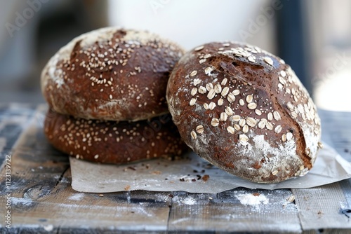 Essential ingredients for baking  flour and wheat as the foundation of bread making photo