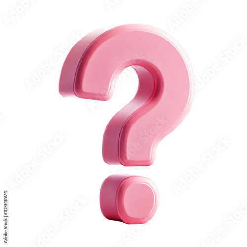 Vibrant Pink Question Mark Symbol on Transparent Background
