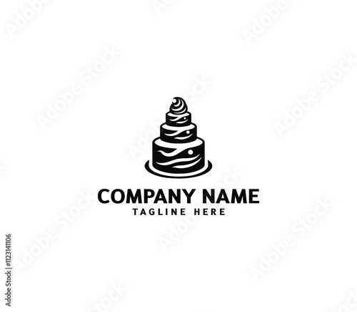 Vector abstract cake logo design. Birthday cake logo. Sweet cake logo. Cake bakery logo. Cake shop