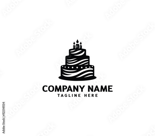 Vector abstract cake logo design. Birthday cake logo. Sweet cake logo. Cake bakery logo. Cake shop